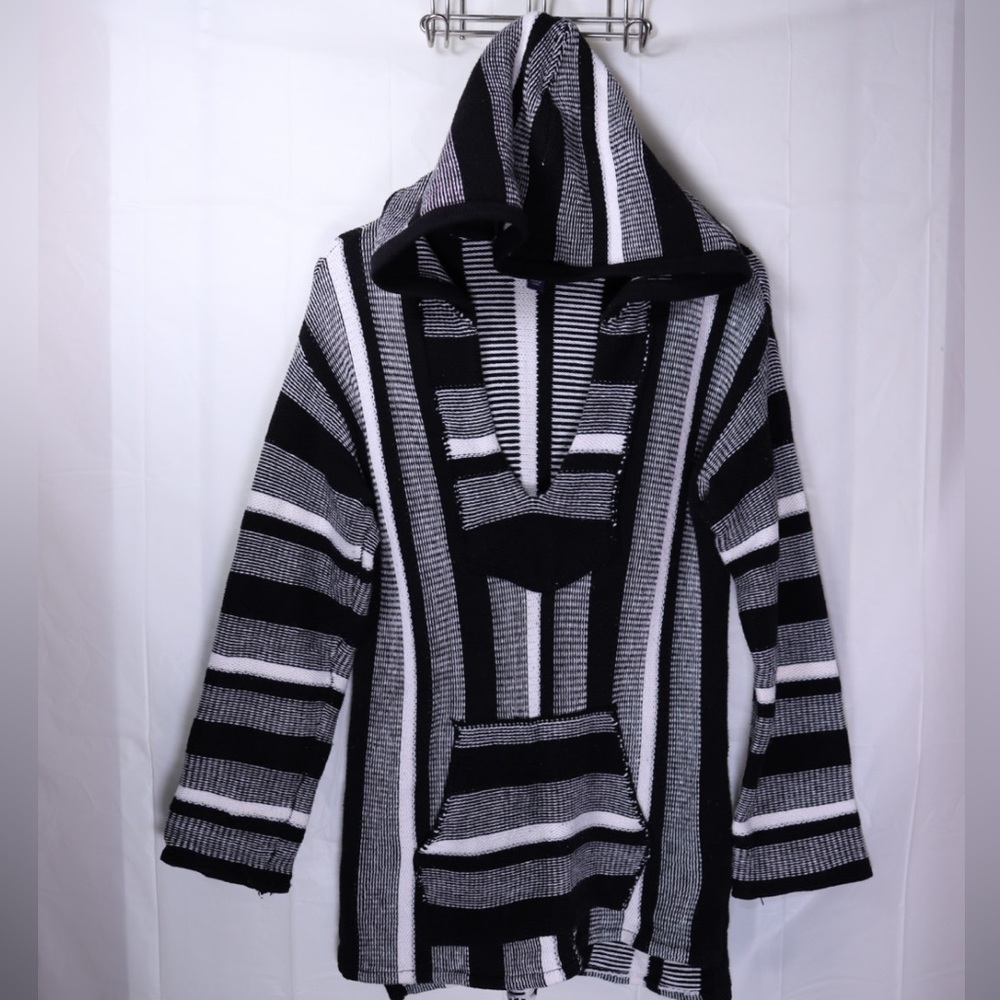 Forever 21 Small Black & White Knit Hooded Sweater